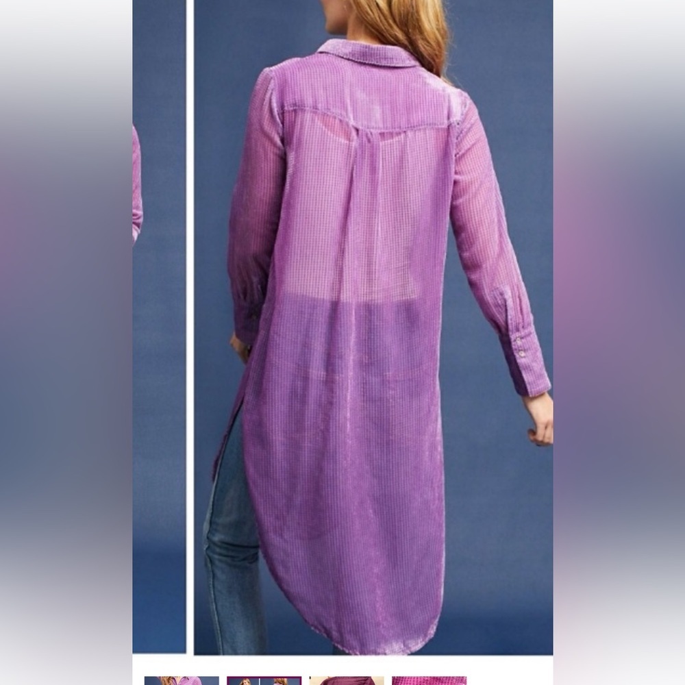Anthropologie/Akemi + Kin Purple Longline Button-Up Shirt/Dress - Picture 2 of 10